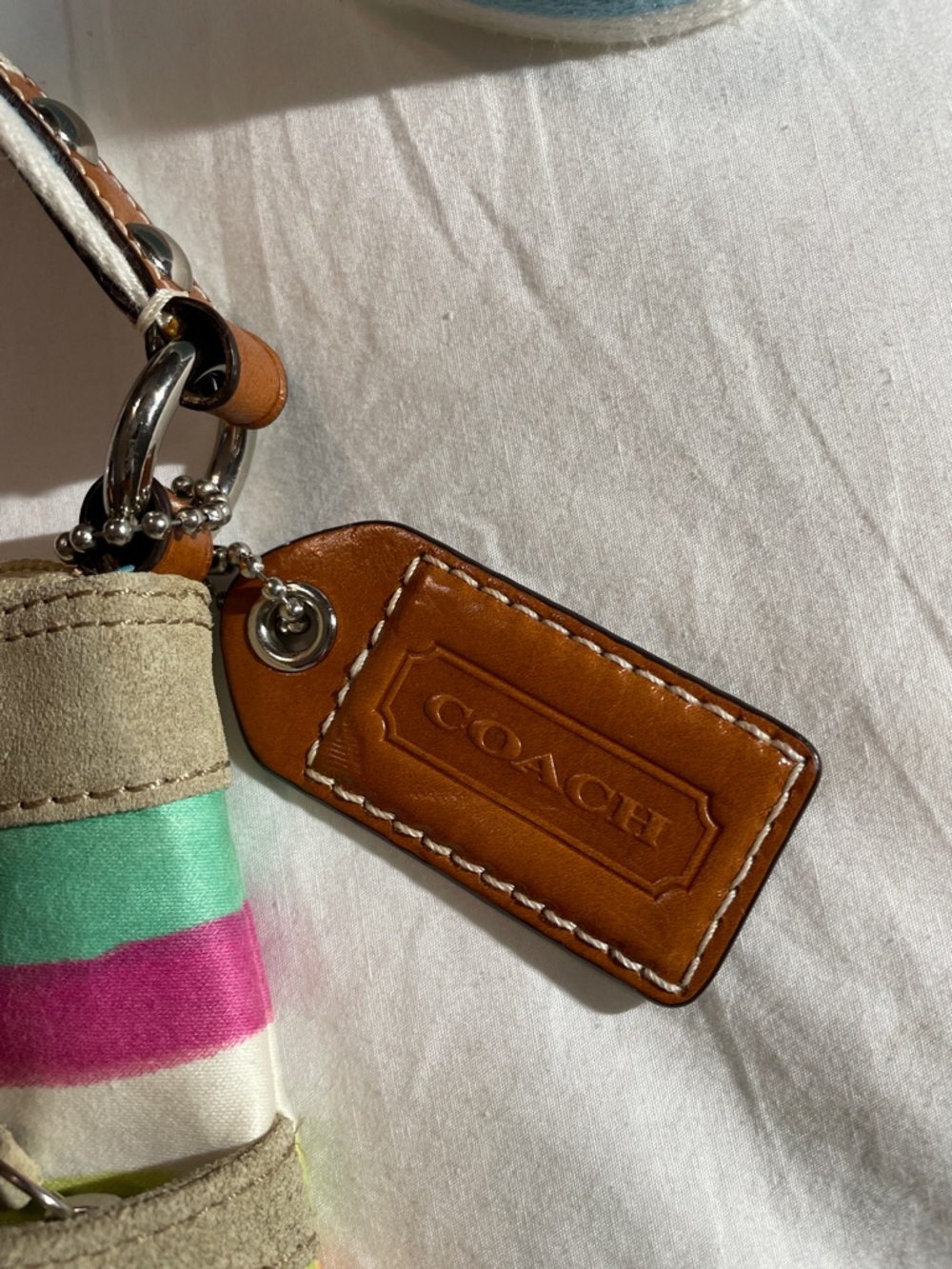 Coach Striped Multicolor Crossbody Bag with Blue Strap - Picture 2 of 13